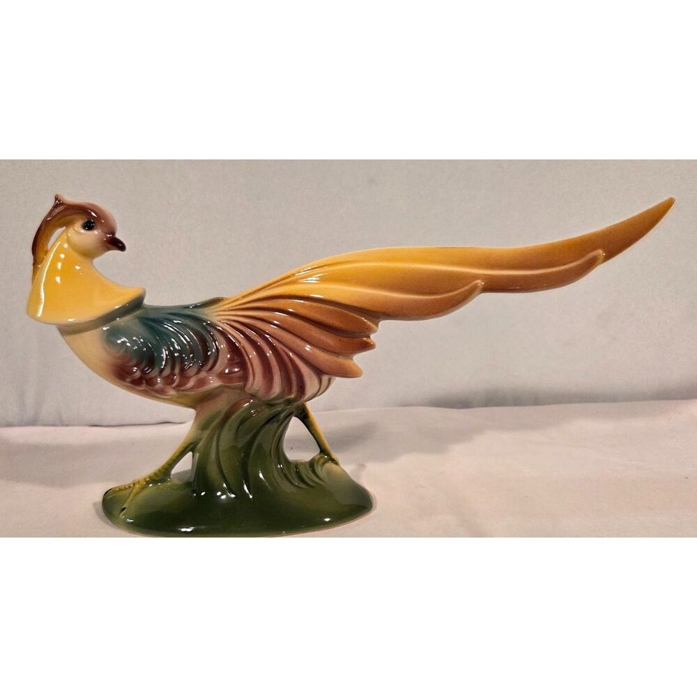 Vintage Mid Century Ceramic Pheasant Bird Figurine Long Tail Japan